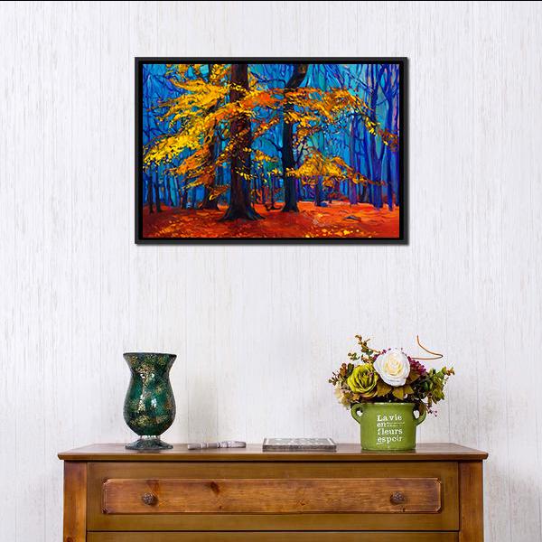 Autumn Trees Abstract Canvas Wall Art-3 Horizontal-Gallery Wrap-25&quot; x 16&quot;-Tiaracle