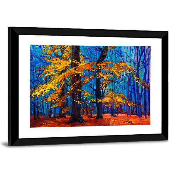 Autumn Trees Abstract Canvas Wall Art-3 Horizontal-Gallery Wrap-25&quot; x 16&quot;-Tiaracle