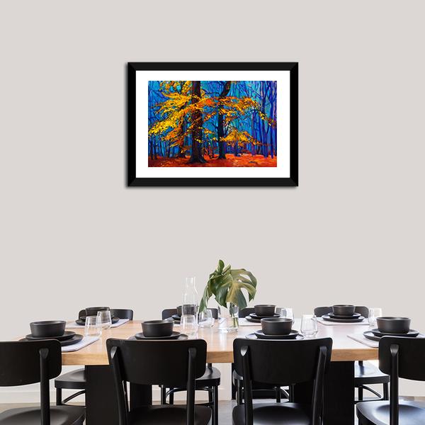 Autumn Trees Abstract Canvas Wall Art-1 Piece-Framed Print-20&quot; x 16&quot;-Tiaracle