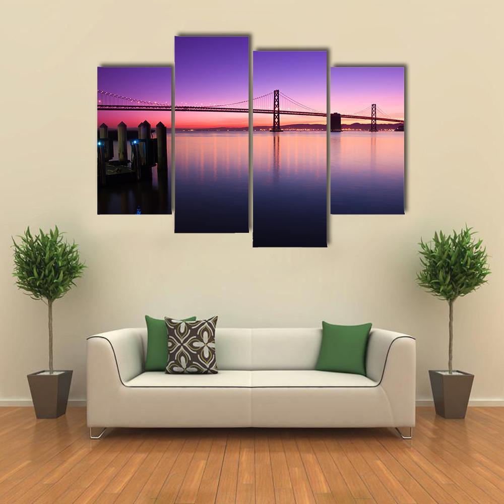 Beautiful Bay Bridge Canvas Wall Art-4 Pop-Gallery Wrap-50" x 32"-Tiaracle