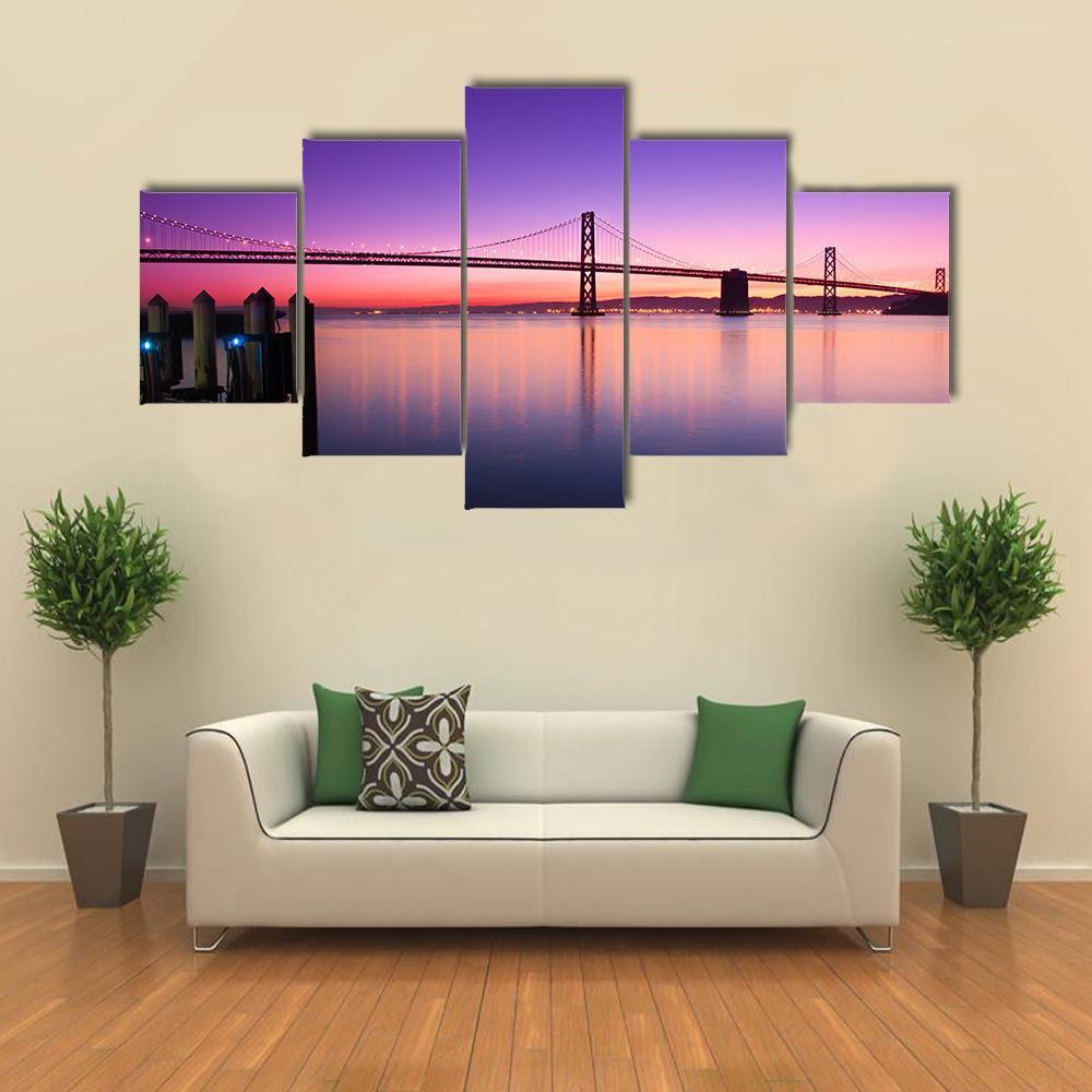 Beautiful Bay Bridge Canvas Wall Art-4 Pop-Gallery Wrap-50" x 32"-Tiaracle