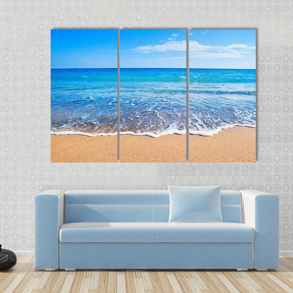 Beautiful Beach And Sea Canvas Wall Art-3 Horizontal-Gallery Wrap-37" x 24"-Tiaracle