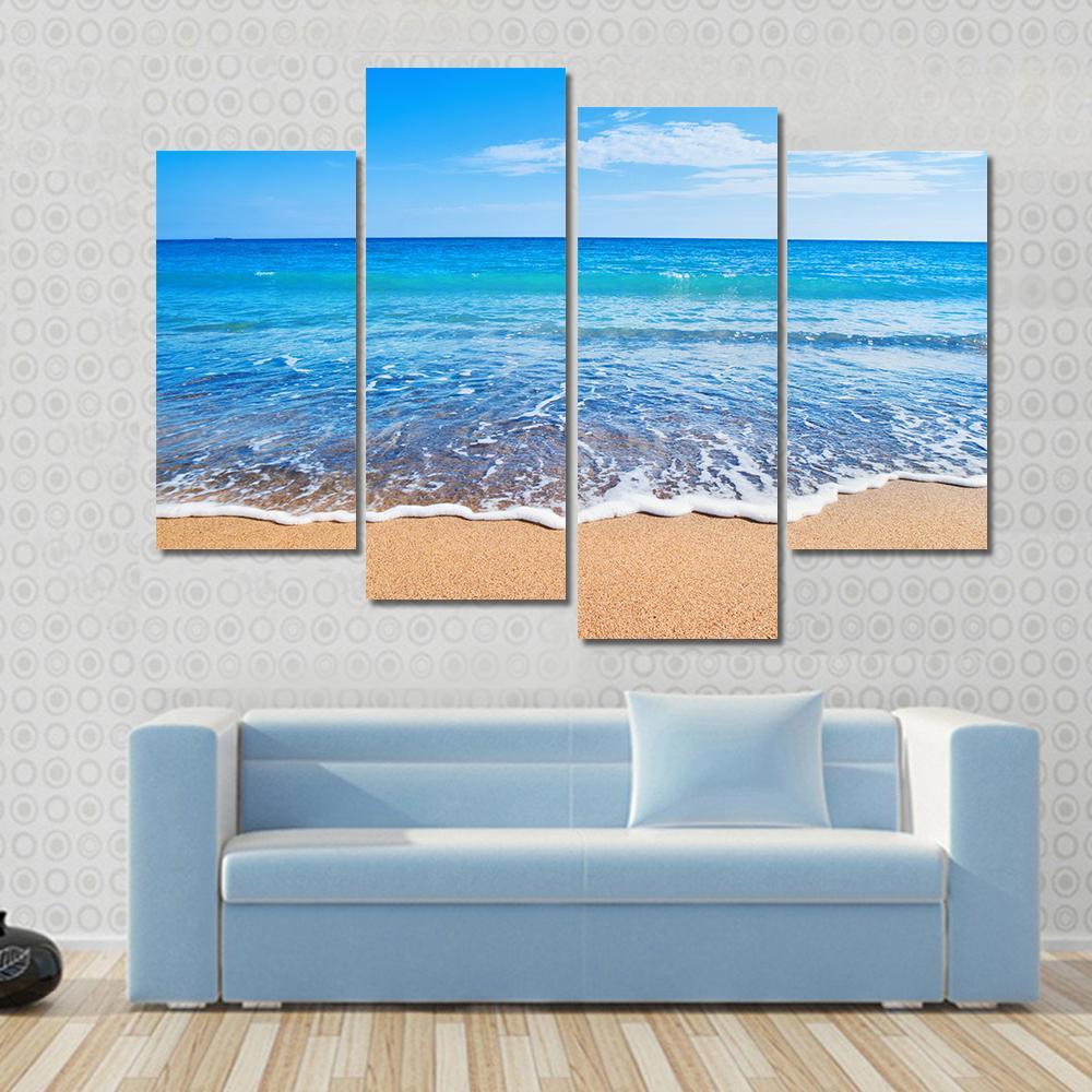 Beautiful Beach And Sea Canvas Wall Art-4 Pop-Gallery Wrap-50" x 32"-Tiaracle