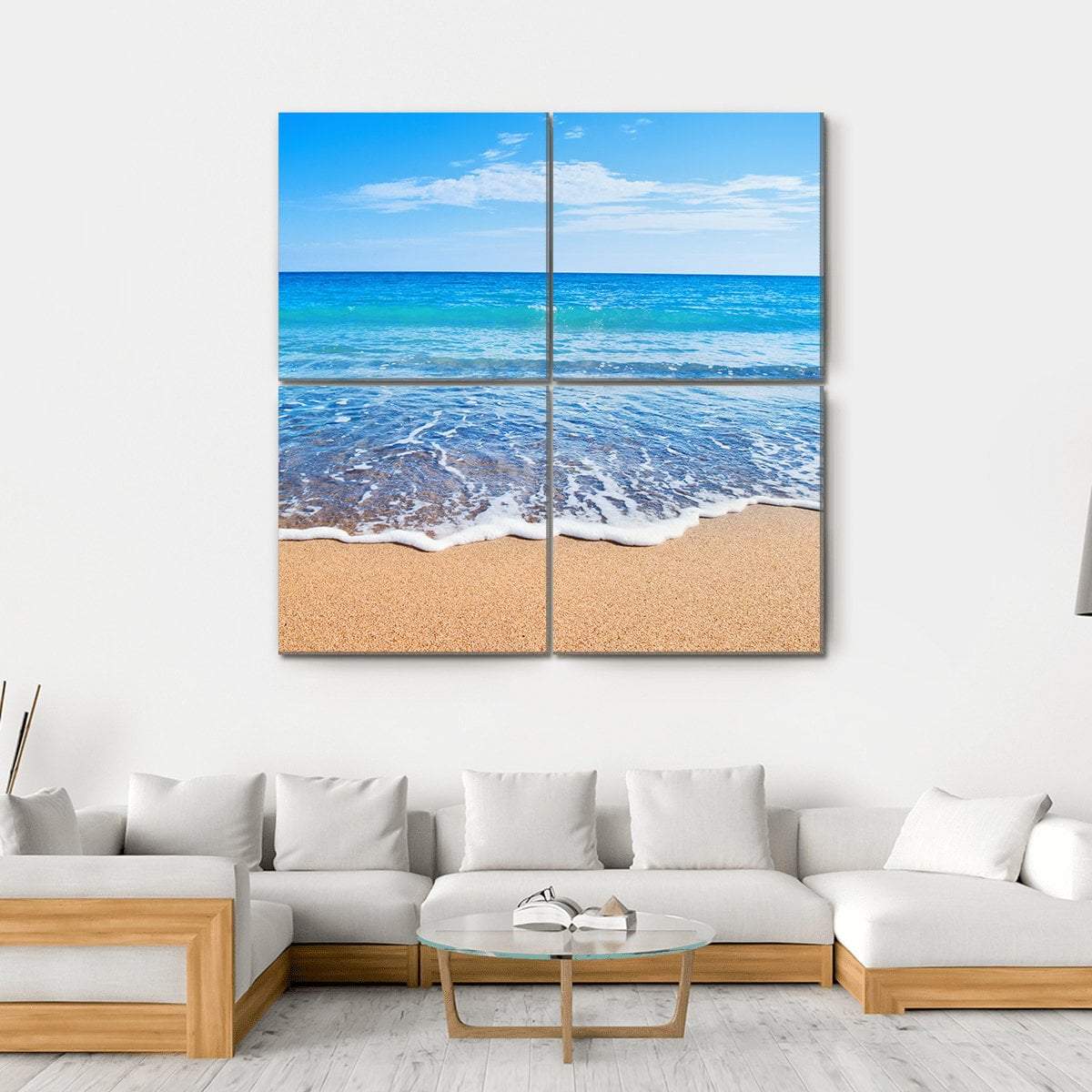 Beautiful Beach And Sea Canvas Wall Art-4 Square-Gallery Wrap-17" x 17"-Tiaracle