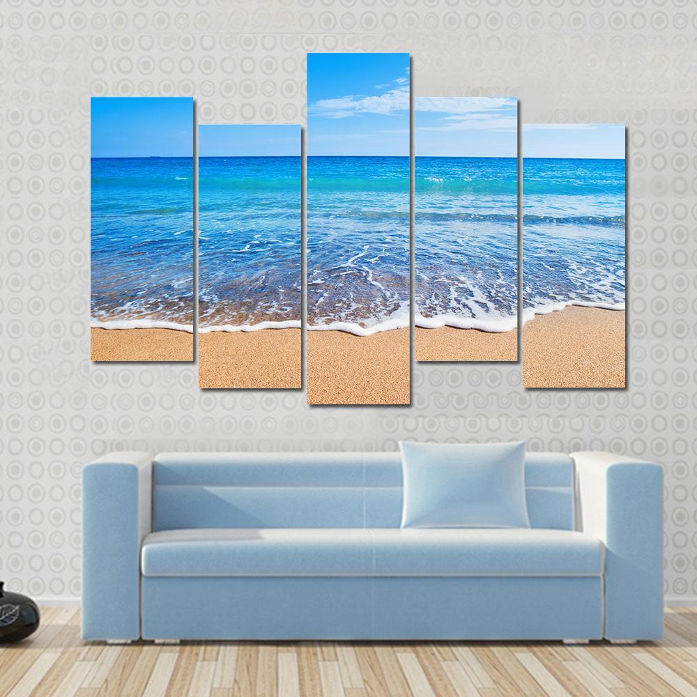 Beautiful Beach And Sea Canvas Wall Art-5 Pop-Gallery Wrap-47" x 32"-Tiaracle