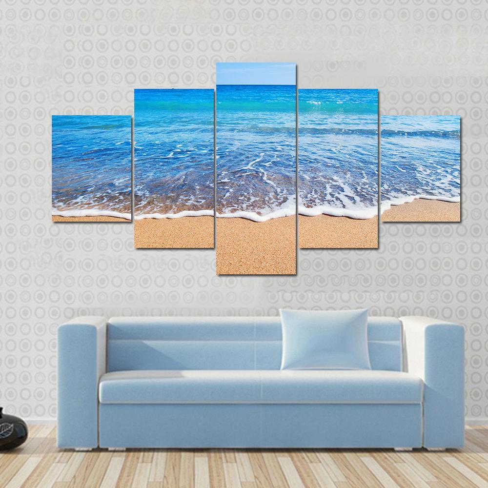 Beautiful Beach And Sea Canvas Wall Art-5 Star-Gallery Wrap-62" x 32"-Tiaracle