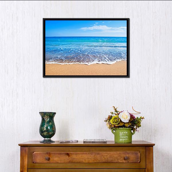 Beautiful Beach And Sea Canvas Wall Art-1 Piece-Floating Frame-24" x 16"-Tiaracle