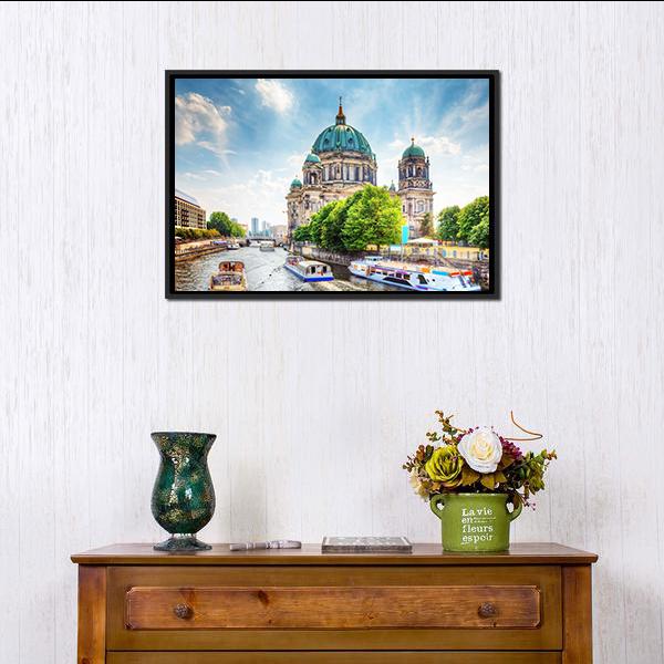 Beautiful Berlin Cathedral Canvas Wall Art-1 Piece-Floating Frame-24&quot; x 16&quot;-Tiaracle