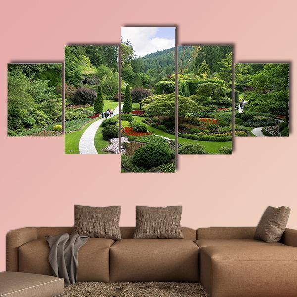 Beautiful Butchart Garden Canvas Wall Art-3 Horizontal-Gallery Wrap-37" x 24"-Tiaracle