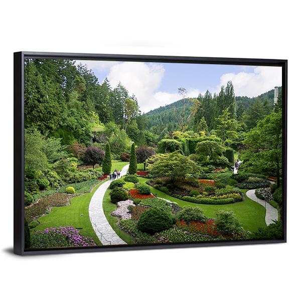 Beautiful Butchart Garden Canvas Wall Art-3 Horizontal-Gallery Wrap-25" x 16"-Tiaracle