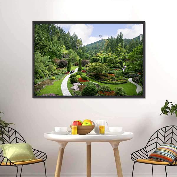 Beautiful Butchart Garden Canvas Wall Art-3 Horizontal-Gallery Wrap-25&quot; x 16&quot;-Tiaracle