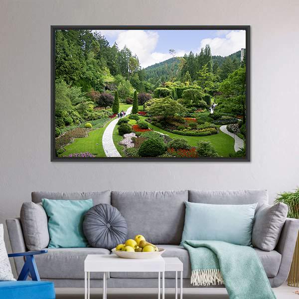 Beautiful Butchart Garden Canvas Wall Art-3 Horizontal-Gallery Wrap-25&quot; x 16&quot;-Tiaracle