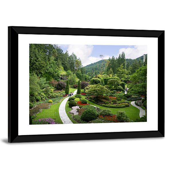 Beautiful Butchart Garden Canvas Wall Art-3 Horizontal-Gallery Wrap-25" x 16"-Tiaracle