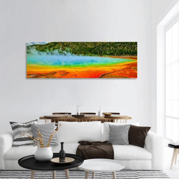 Cerulean Geyser Panoramic Canvas Wall Art-1 Piece-36" x 12"-Tiaracle
