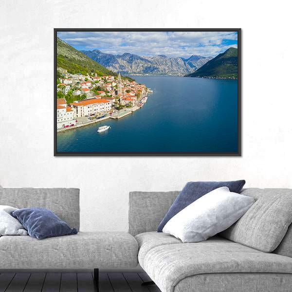 Beautiful City Near The Sea Canvas Wall Art-1 Piece-Floating Frame-24" x 16"-Tiaracle