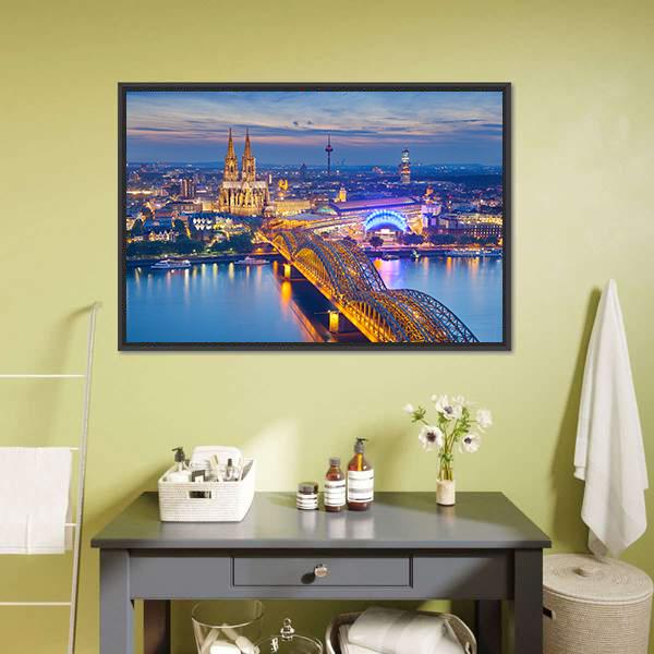 Beautiful Cologne City Canvas Wall Art-1 Piece-Floating Frame-36" x 24"-Tiaracle