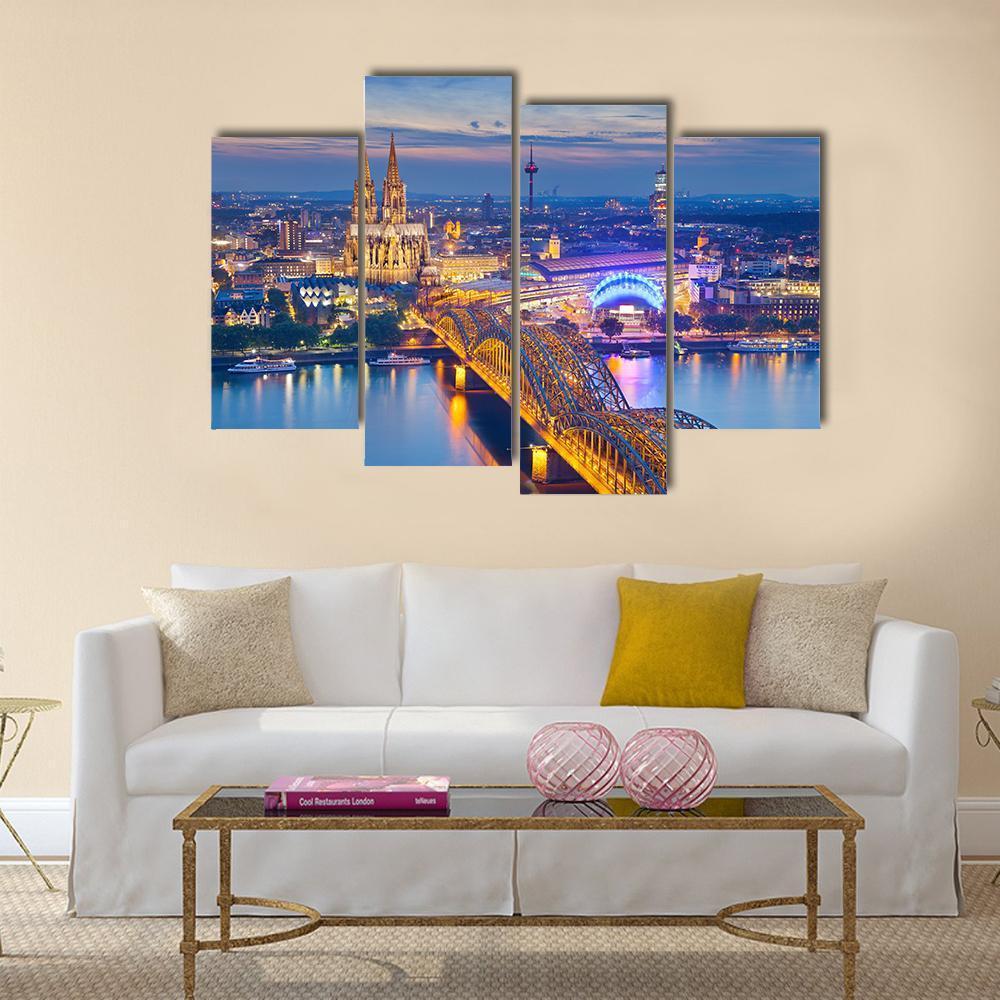 Beautiful Cologne City Canvas Wall Art-4 Pop-Gallery Wrap-50" x 32"-Tiaracle