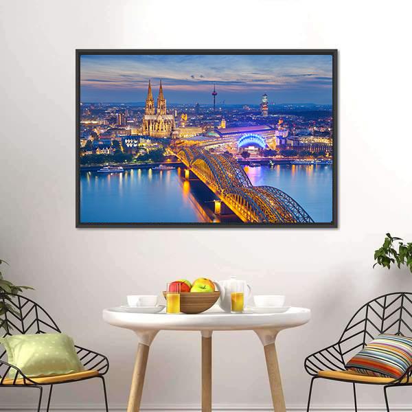 Beautiful Cologne City Canvas Wall Art-1 Piece-Floating Frame-24" x 16"-Tiaracle