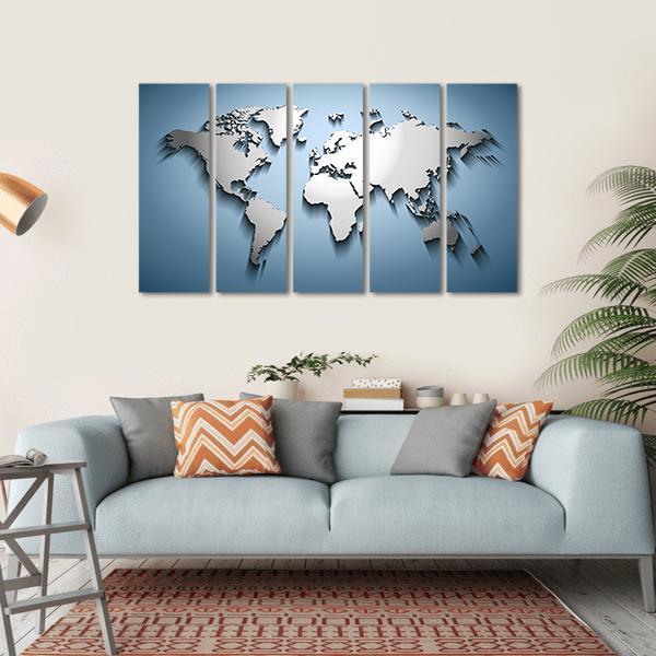 Embossed World Map Canvas Wall Art-5 Horizontal-Gallery Wrap-22" x 12"-Tiaracle