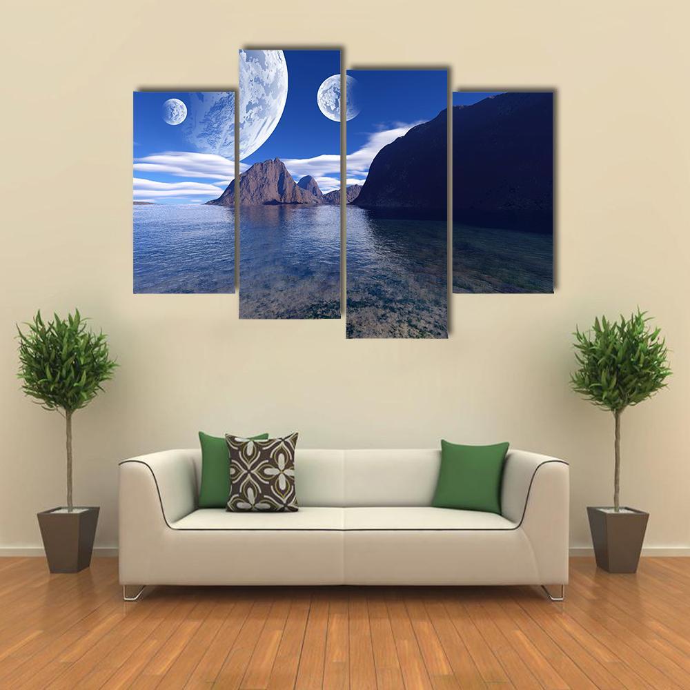 Beautiful Fantasy Landscape Canvas Wall Art-4 Pop-Gallery Wrap-50" x 32"-Tiaracle