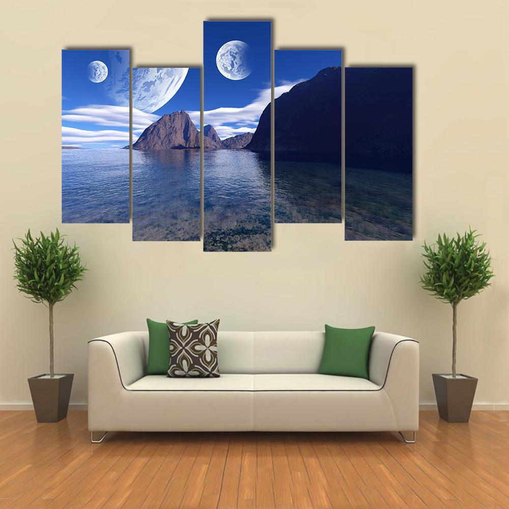 Beautiful Fantasy Landscape Canvas Wall Art-5 Pop-Gallery Wrap-47" x 32"-Tiaracle