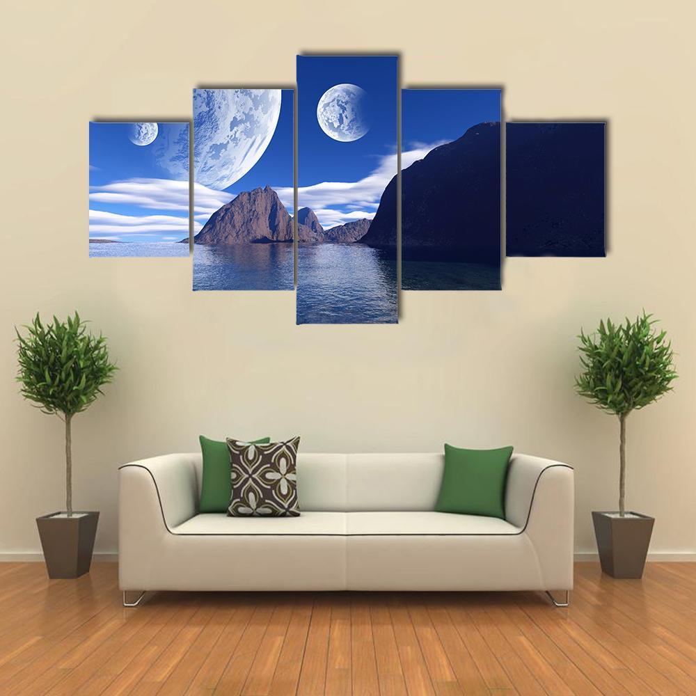 Beautiful Fantasy Landscape Canvas Wall Art-5 Star-Gallery Wrap-62" x 32"-Tiaracle
