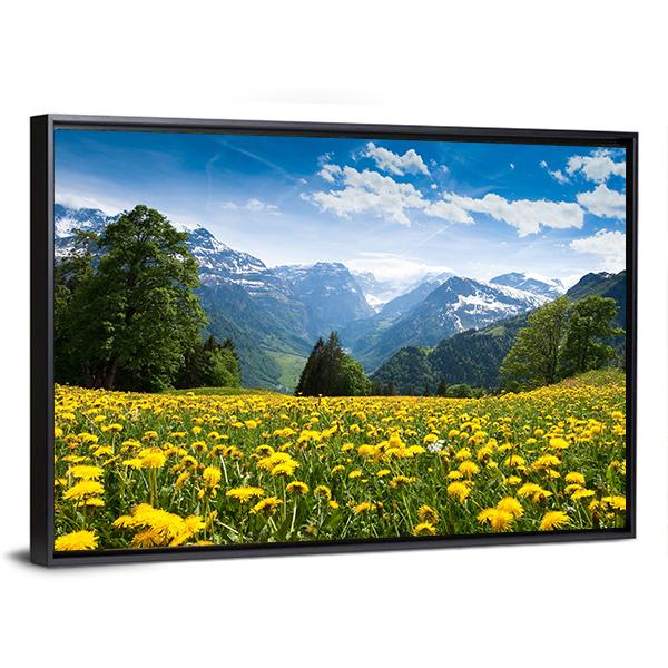 Blossoming Field Switzerland Canvas Wall Art-3 Horizontal-Gallery Wrap-25" x 16"-Tiaracle
