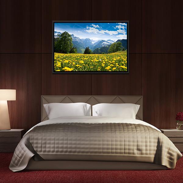 Blossoming Field Switzerland Canvas Wall Art-3 Horizontal-Gallery Wrap-25" x 16"-Tiaracle