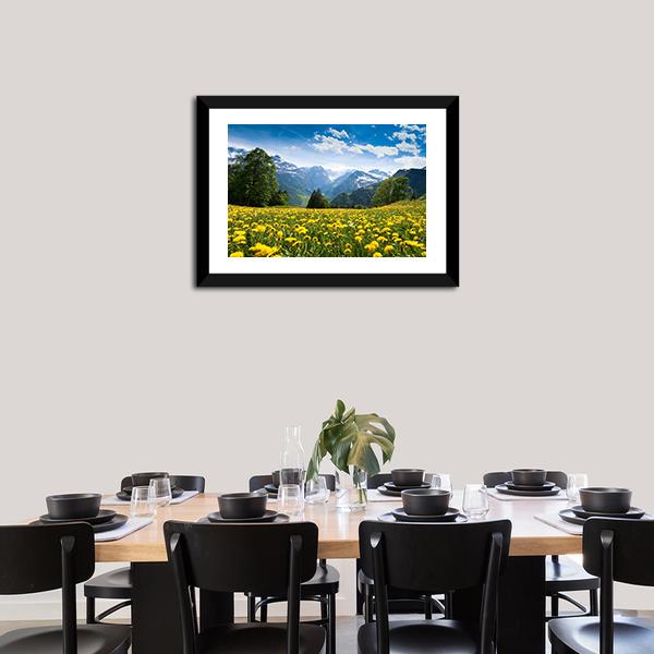 Blossoming Field Switzerland Canvas Wall Art-3 Horizontal-Gallery Wrap-25" x 16"-Tiaracle