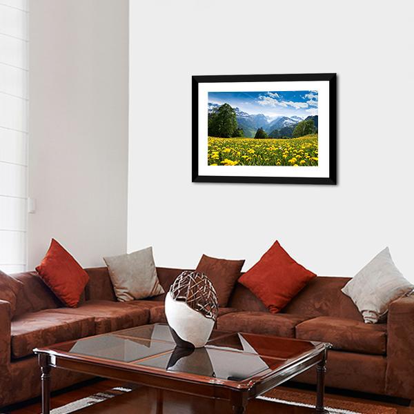 Blossoming Field Switzerland Canvas Wall Art-3 Horizontal-Gallery Wrap-25" x 16"-Tiaracle