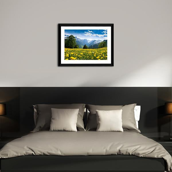 Blossoming Field Switzerland Canvas Wall Art-3 Horizontal-Gallery Wrap-25" x 16"-Tiaracle
