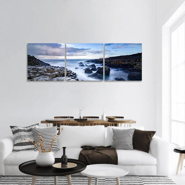 Giant's Causeway Ireland Panoramic Canvas Wall Art-3 Piece-25" x 08"-Tiaracle