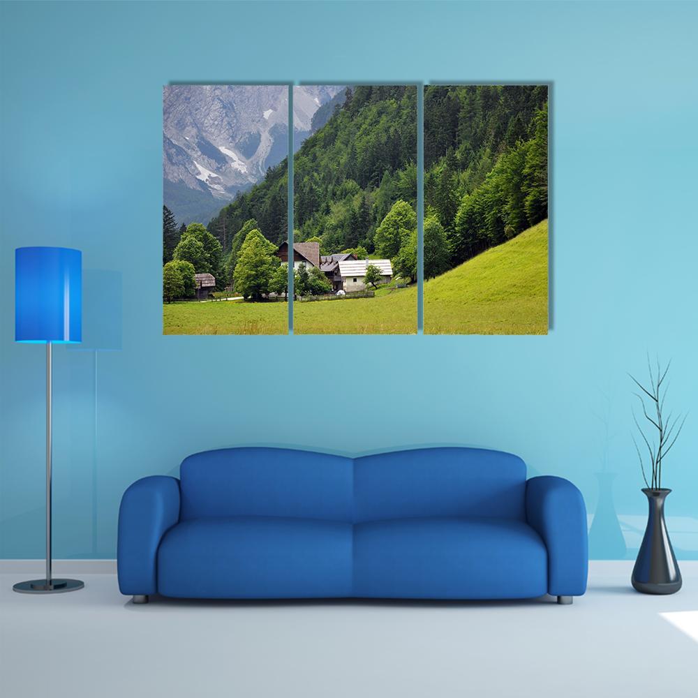 Beautiful House In Valley Canvas Wall Art-3 Horizontal-Gallery Wrap-37" x 24"-Tiaracle