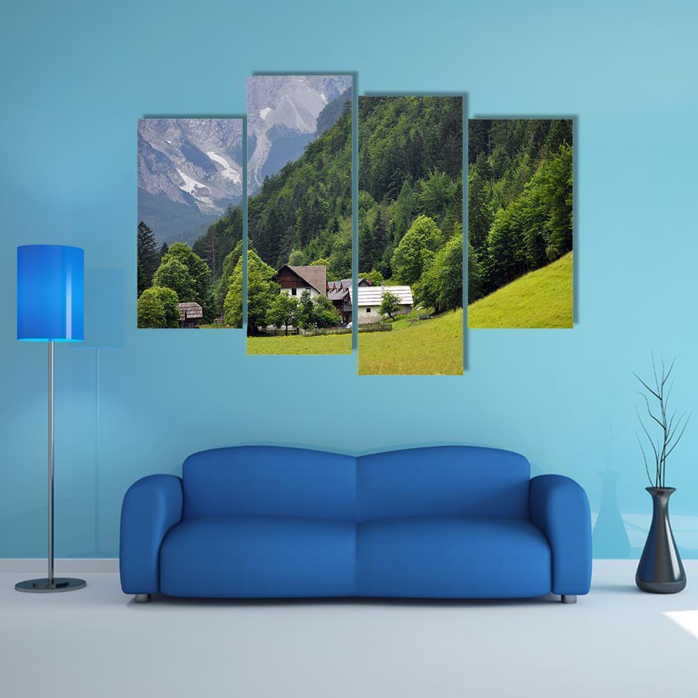 Beautiful House In Valley Canvas Wall Art-4 Pop-Gallery Wrap-50&quot; x 32&quot;-Tiaracle