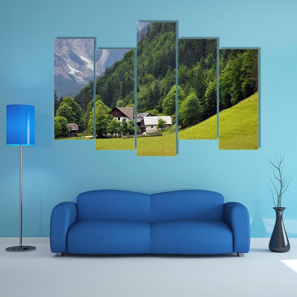 Beautiful House In Valley Canvas Wall Art-5 Pop-Gallery Wrap-47" x 32"-Tiaracle