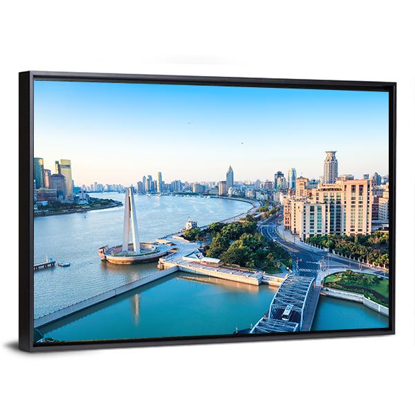 Beautiful Huangpu River Canvas Wall Art-3 Horizontal-Gallery Wrap-25&quot; x 16&quot;-Tiaracle