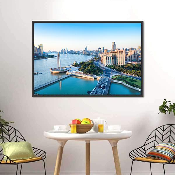 Beautiful Huangpu River Canvas Wall Art-3 Horizontal-Gallery Wrap-25&quot; x 16&quot;-Tiaracle
