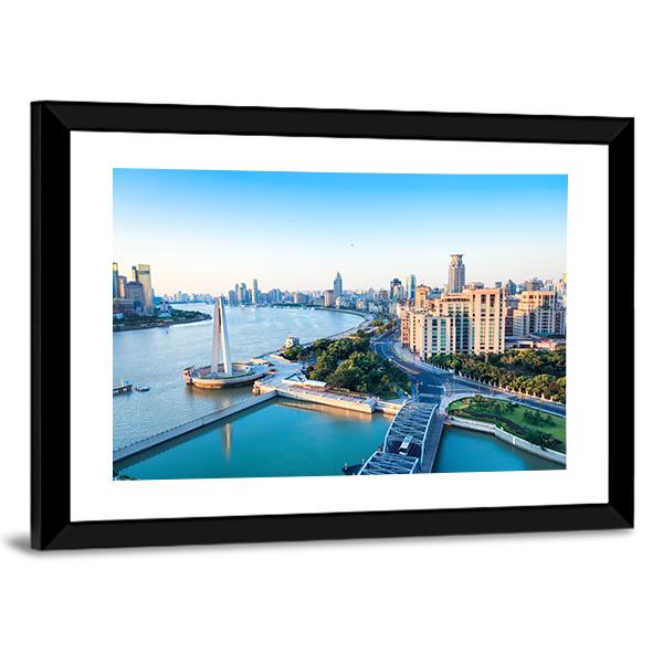 Beautiful Huangpu River Canvas Wall Art-3 Horizontal-Gallery Wrap-25&quot; x 16&quot;-Tiaracle
