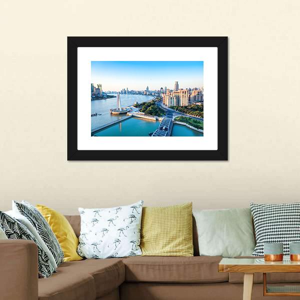 Beautiful Huangpu River Canvas Wall Art-3 Horizontal-Gallery Wrap-25&quot; x 16&quot;-Tiaracle