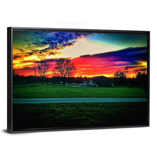 Beautiful Indiana Sunset Canvas Wall Art-3 Horizontal-Gallery Wrap-25" x 16"-Tiaracle