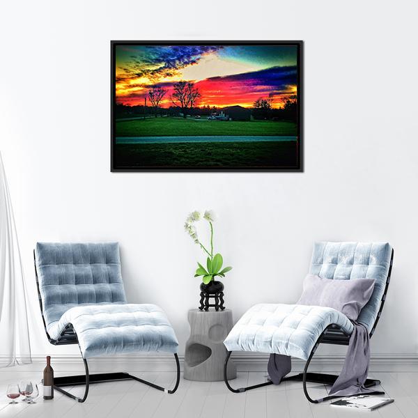 Beautiful Indiana Sunset Canvas Wall Art-3 Horizontal-Gallery Wrap-25" x 16"-Tiaracle