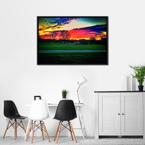 Beautiful Indiana Sunset Canvas Wall Art-3 Horizontal-Gallery Wrap-25" x 16"-Tiaracle