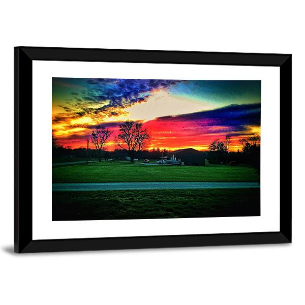 Beautiful Indiana Sunset Canvas Wall Art-3 Horizontal-Gallery Wrap-25" x 16"-Tiaracle