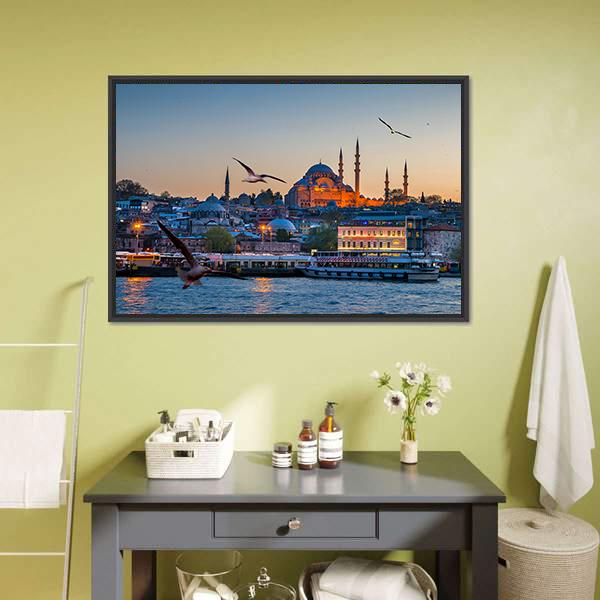 Beautiful Istanbul City Canvas Wall Art-1 Piece-Floating Frame-24" x 16"-Tiaracle