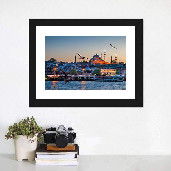 Beautiful Istanbul City Canvas Wall Art-1 Piece-Framed Print-20" x 16"-Tiaracle