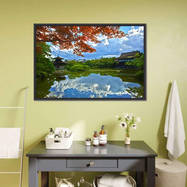 Beautiful Japanese Garden Canvas Wall Art-1 Piece-Floating Frame-24" x 16"-Tiaracle