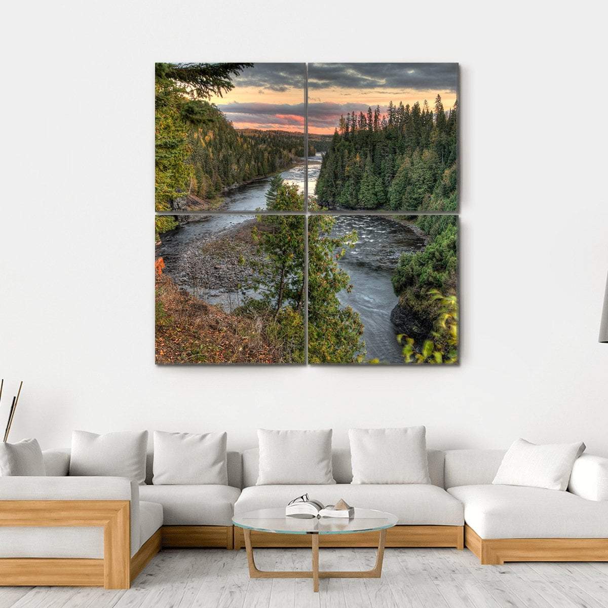 Kakabeka Falls Canvas Wall Art-4 Square-Gallery Wrap-17" x 17"-Tiaracle