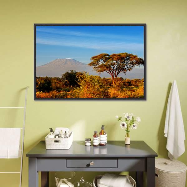 Beautiful Kilimanjaro Mountain Canvas Wall Art-1 Piece-Floating Frame-24" x 16"-Tiaracle