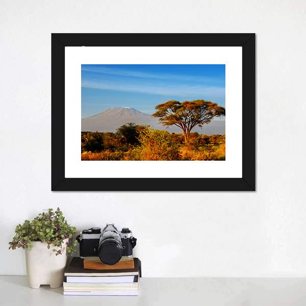 Beautiful Kilimanjaro Mountain Canvas Wall Art-1 Piece-Framed Print-20" x 16"-Tiaracle