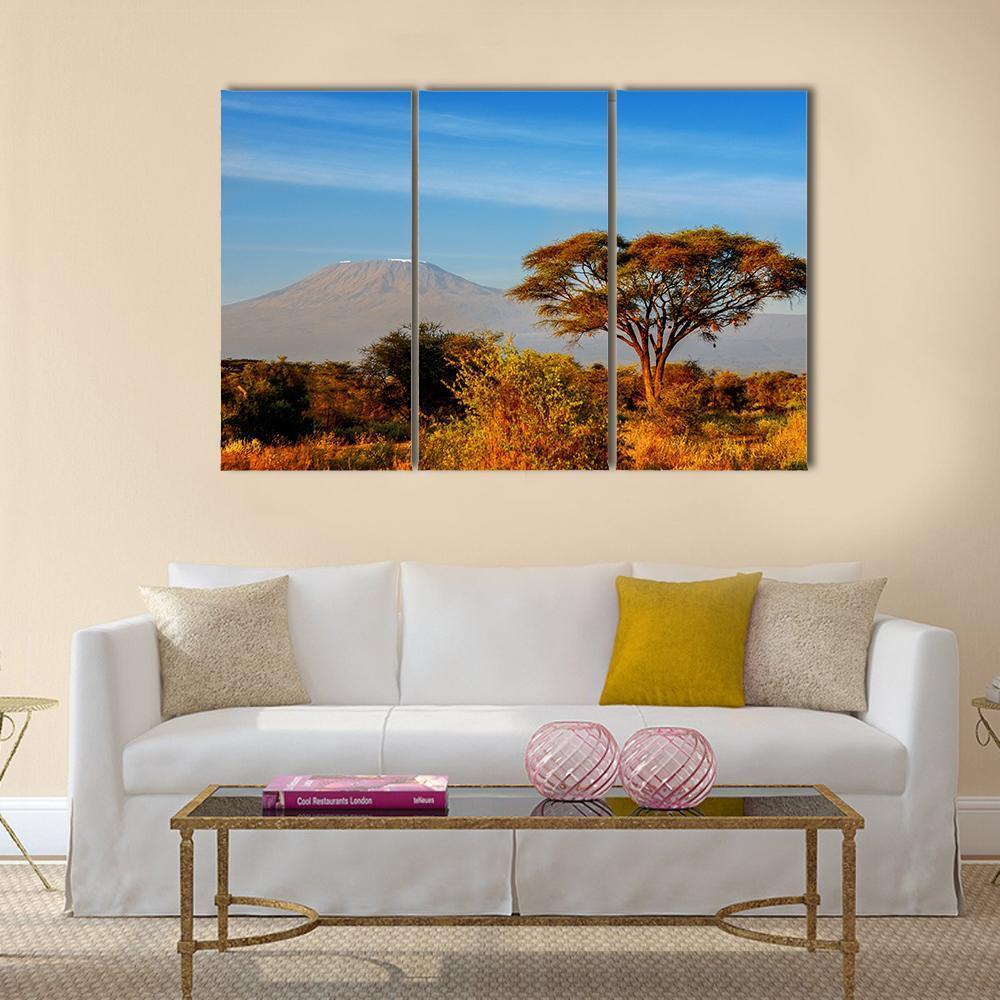 Beautiful Kilimanjaro Mountain Canvas Wall Art-3 Horizontal-Gallery Wrap-37" x 24"-Tiaracle